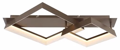 Globo Lighting Modern Square Ceiling Light in Brown with LED, W: 68.5 cm, D: 49.5 cm, H: 12 cm – 3