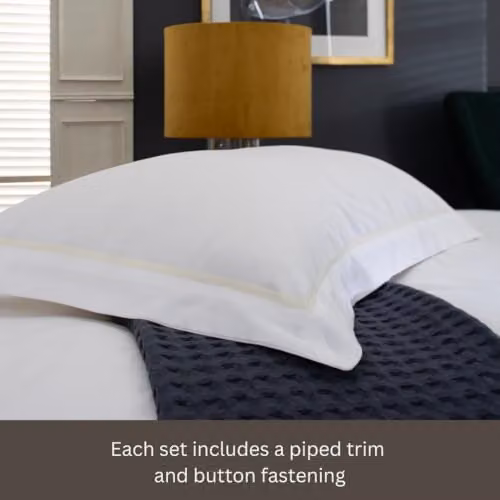 The Lyndon Company Hampstead 200 Thread Count 100% Cotton Duvet Cover and Pillowcase Set in White, W/D/H: 90 x 200 cm – 5
