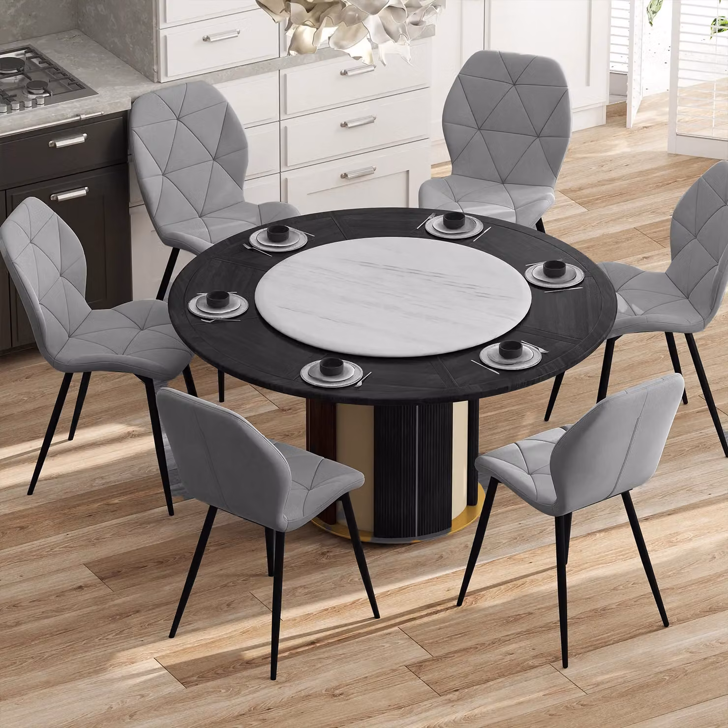 Gymax Set of 4 Modern Upholstered Dining Chairs in Grey – 4