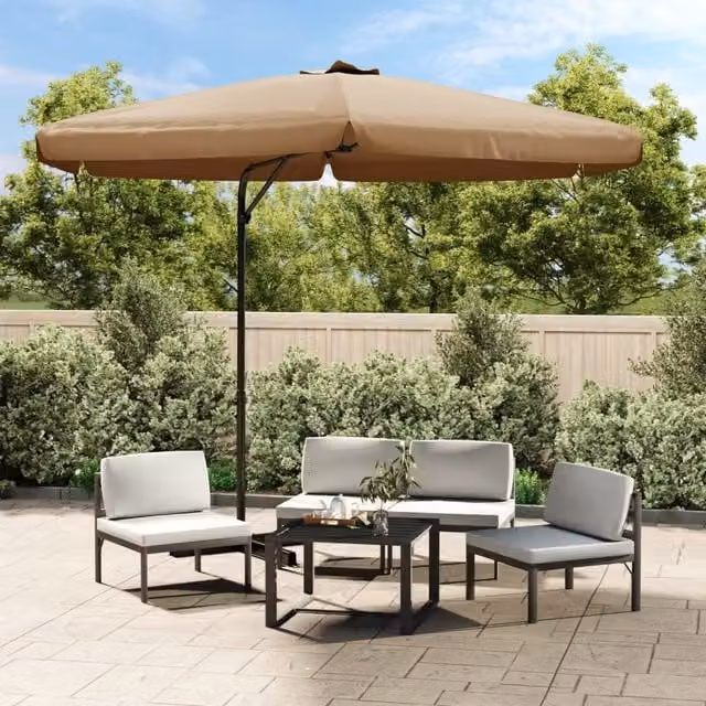 Berkfield Home Outdoor Parasol with Steel Pole, Beige, Diameter: 300 cm