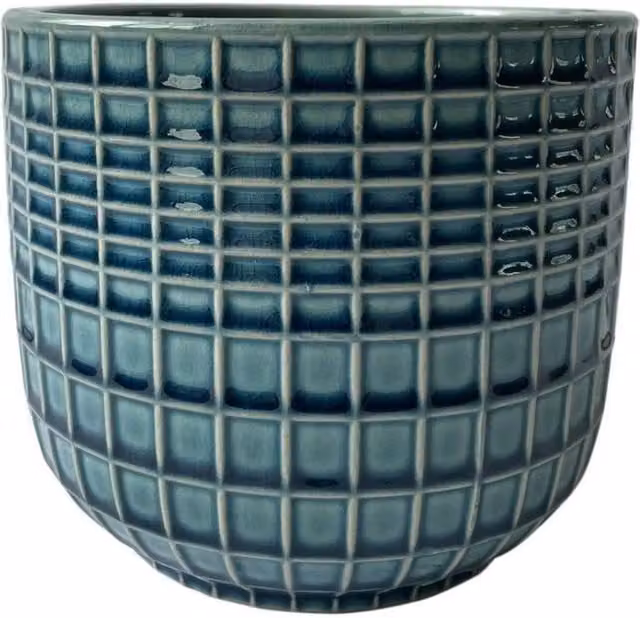 KDMD Hortus Braga Ceramic Pot in Blue Green Petrol, H 13 cm x Dia 13.5 cm – 1