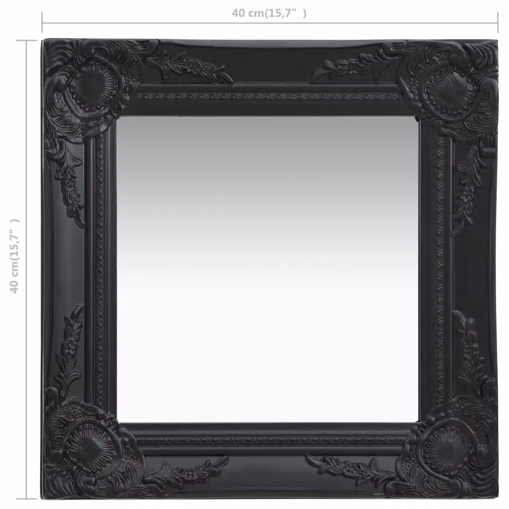 Berkfield Home Antique Baroque Style Square Wall Mirror, Black, W/H: 40 x 40 cm – 5