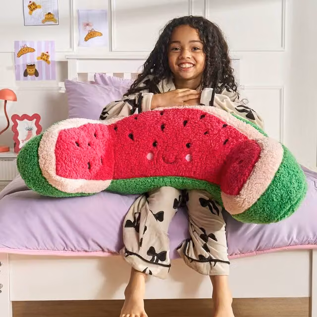 OHS Watermelon Cuddle Cushion in Green, Pink and Red, Soft Teddy Fleece Reading Pillow, W/D/H: 45 x 40 x 30 cm – 3