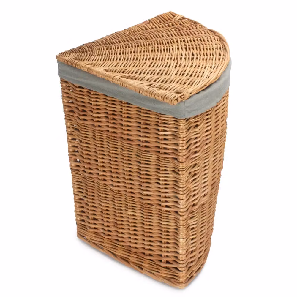 Red Hamper Large Light Steamed Corner Linen Basket with Grey Sage Lining, W/D/H: 46.0 x 60.0 x 46.0 cm – 2