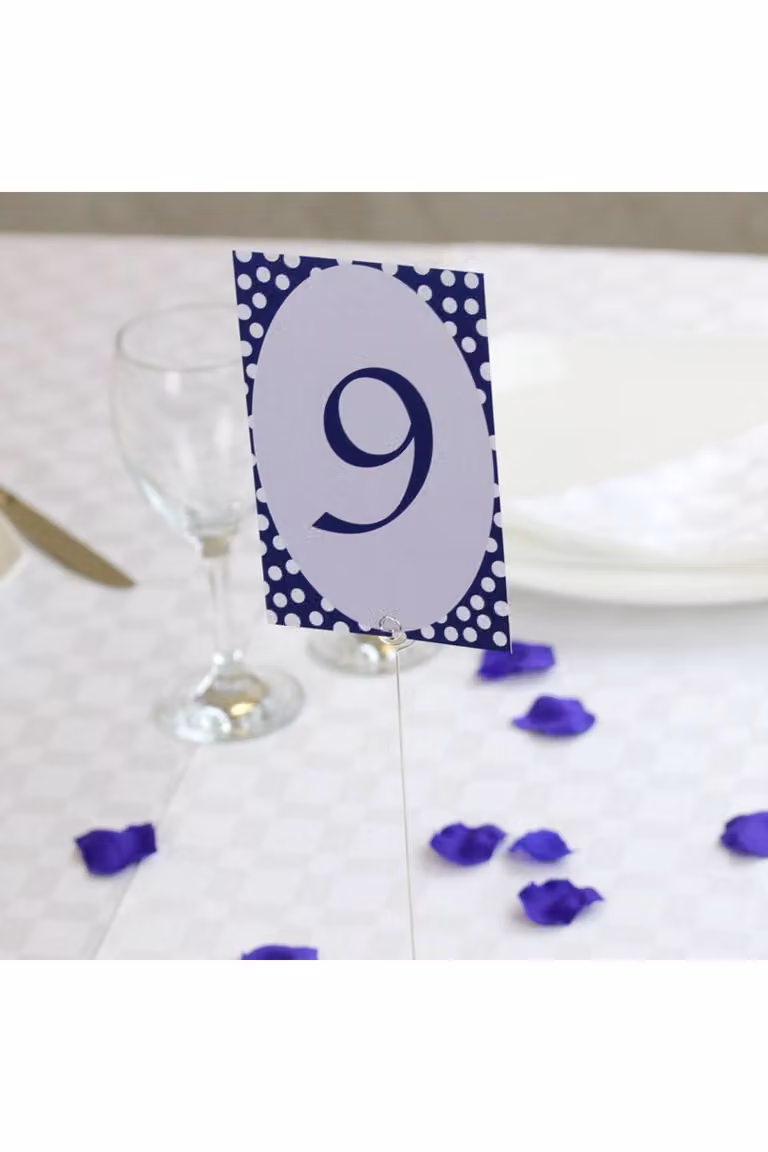 KDMD Navy Blue Polka Dot Laminated Table Number Cards, 72 Pack
