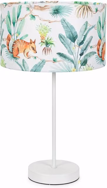 ValueLights Charlie White Table Lamp with Jungle Fabric Shade
