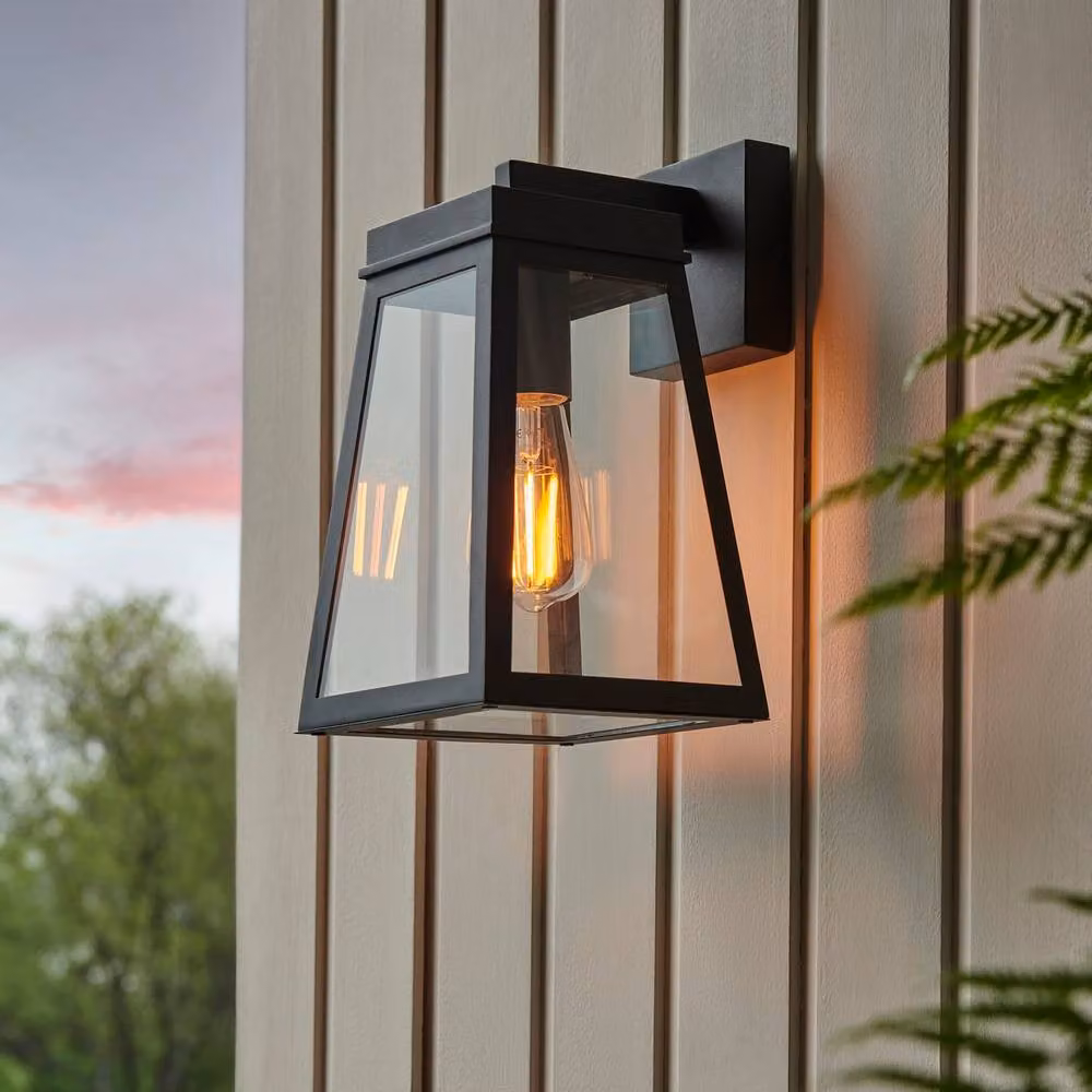 Netlighting Lymington Outdoor Wall Lantern in Black with Transparent Glass and E27 Socket – 2