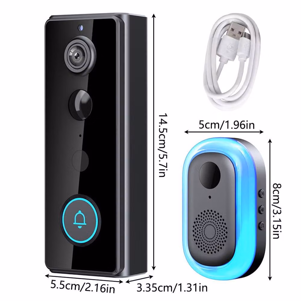 Ventryn Smart WiFi Video Doorbell Wireless Security Camera Intercom, Black – 2