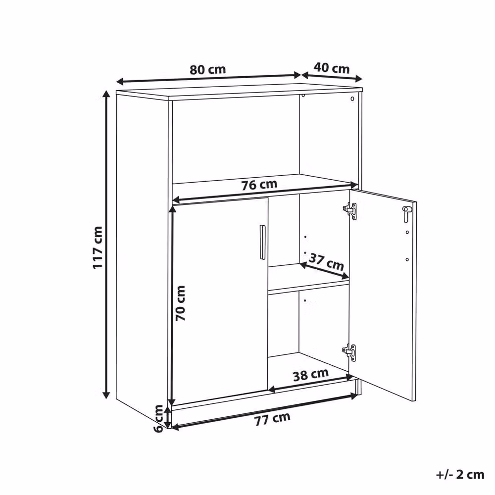 Wyld and Coco Modern 2 Door Lockable Storage Cabinet in Brown and Black, W/D/H: 80 x 40 x 117 cm – 3