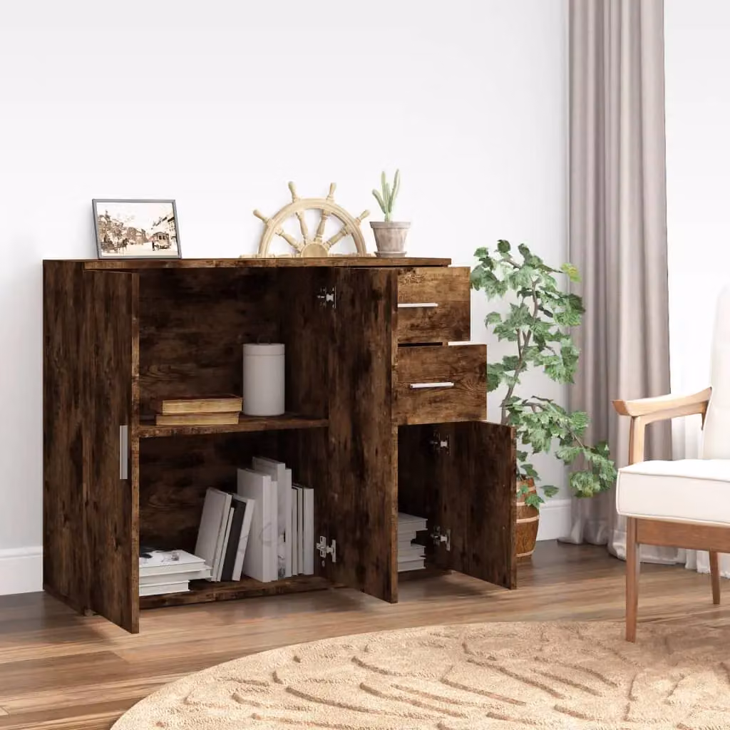 Berkfield Home Smoked Oak Sideboard in Brown, W/D/H: 91 x 29.5 x 75 cm – 3