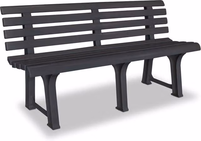 Berkfield Home Garden Bench in Anthracite Black Plastic, Width: 145.5 cm – 1