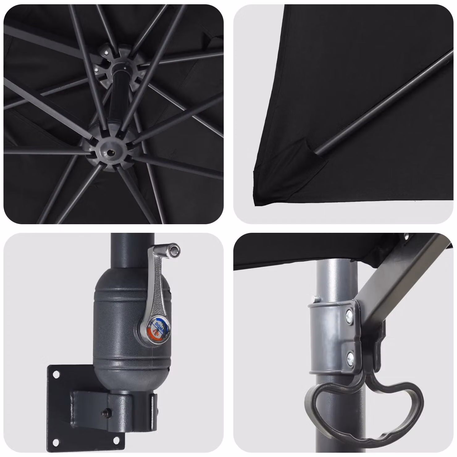 Berkfield Home Large Tiltable Patio Umbrella in Black Polyester and Steel – 3