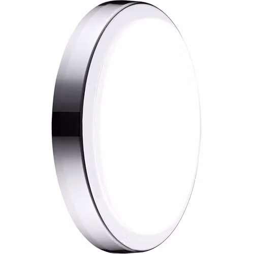 Luceco LED Round Surface Mount Bulkhead Light with CCT Colour Change Temperature, IP54 Rated, 14W, 1300lm, White/Chrome