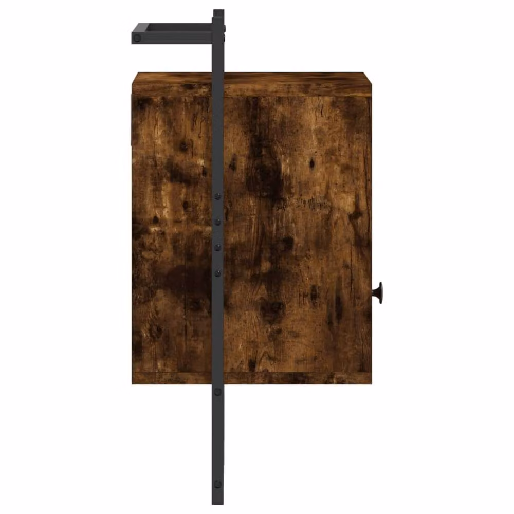 Berkfield Home Wall-mounted Bedside Cabinet in Smoked Oak Brown, W/D/H: 40 x 30 x 61 cm – 4