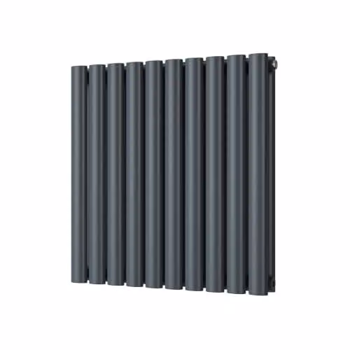 Omeara Anthracite Elliptical Tube Horizontal Designer Radiator, H: 60 cm, W: 58 cm – 2