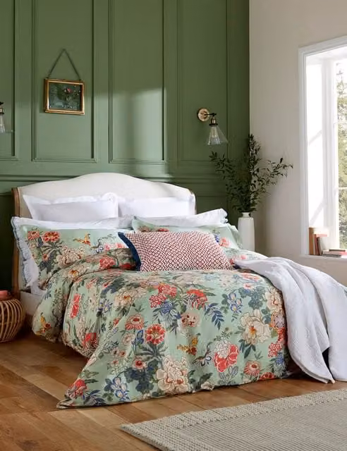Sanderson Emperor Peony Floral Pure Cotton Mako Sateen Duvet Cover, Multicolour