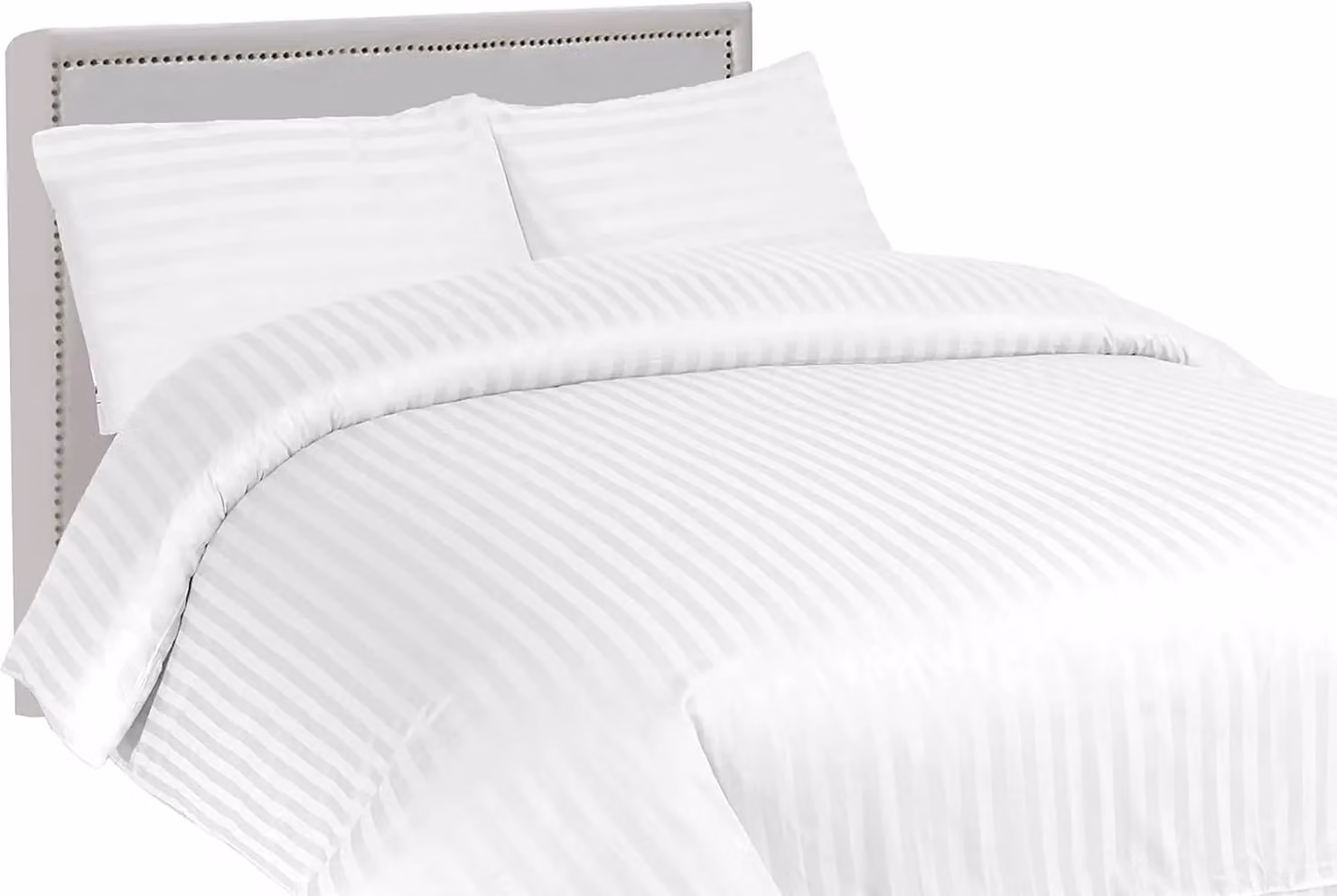 Gaveno Cavailia White 200 Thread Count Mako Satin Stripe Cotton Duvet Cover, W: 140 cm, H: 200 cm – 2