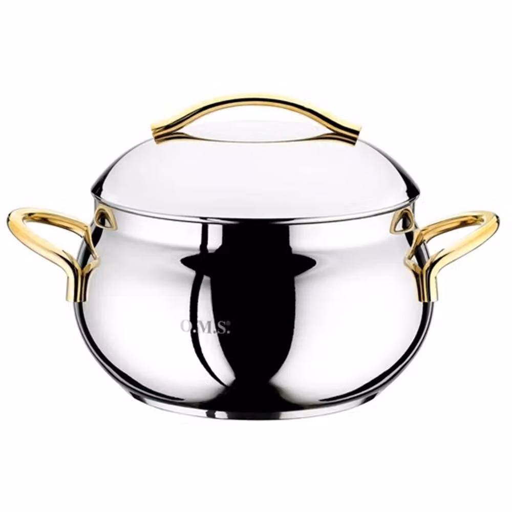 OMS 10 Piece Stainless Steel Cookware Set with Gold Handles in Silver – 2