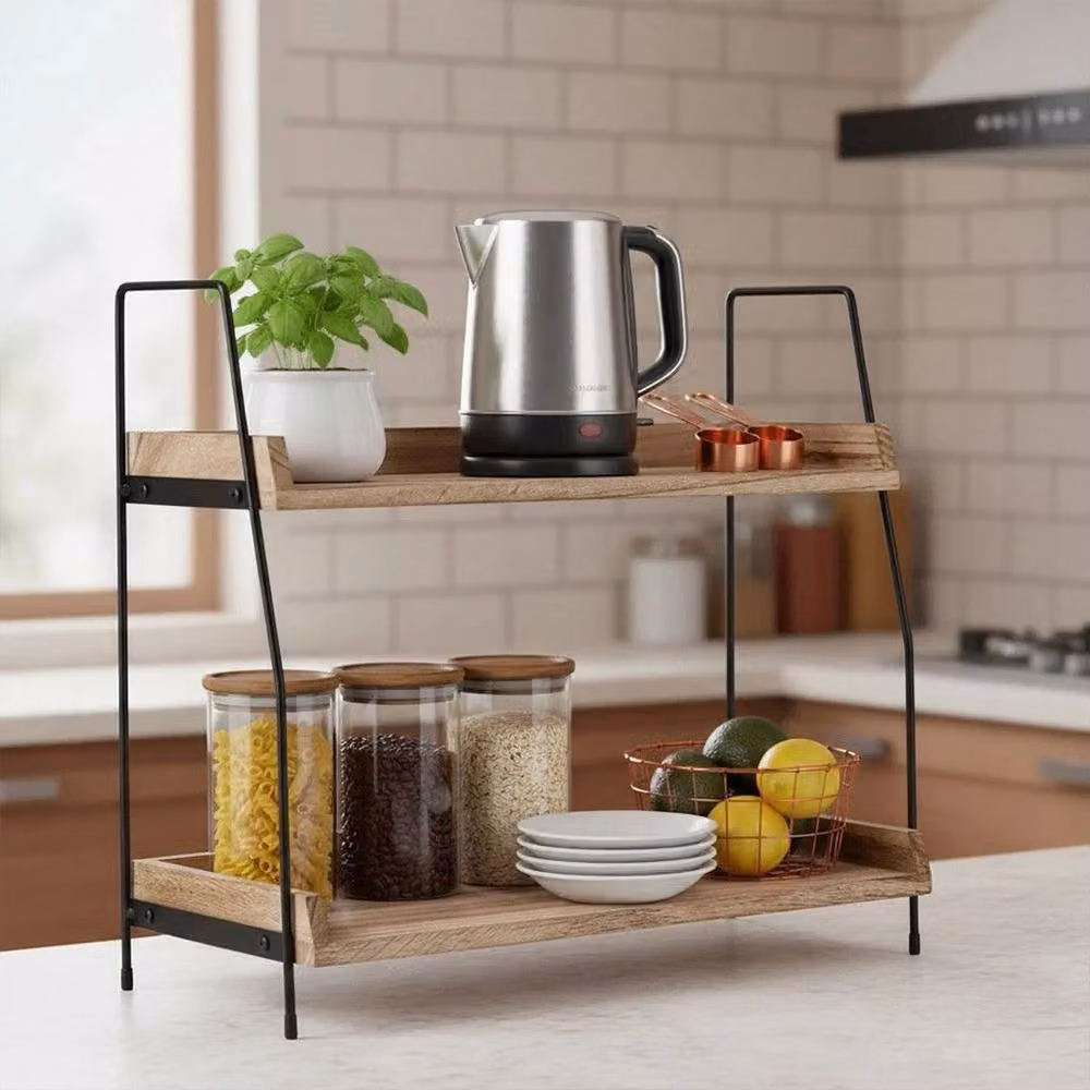 KORVIXA Wooden Spice Rack Kitchen Storage in Brown, W/D/H: 100 x 38 x 100 cm – 2