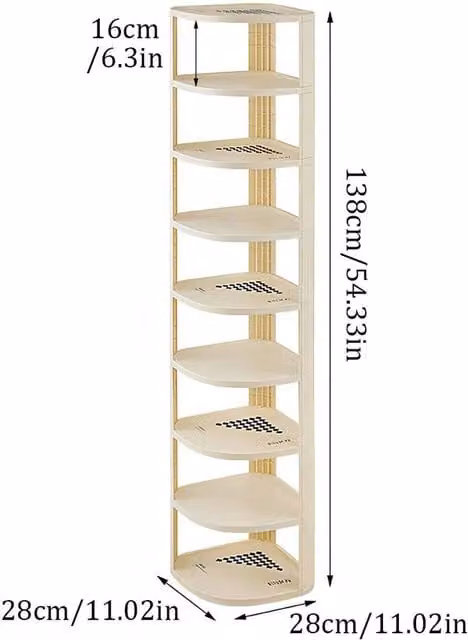 EONLION Tier Tall Freestanding Shoe Rack in Beige, W/D/H: 28 x 28 x 138 cm – 1