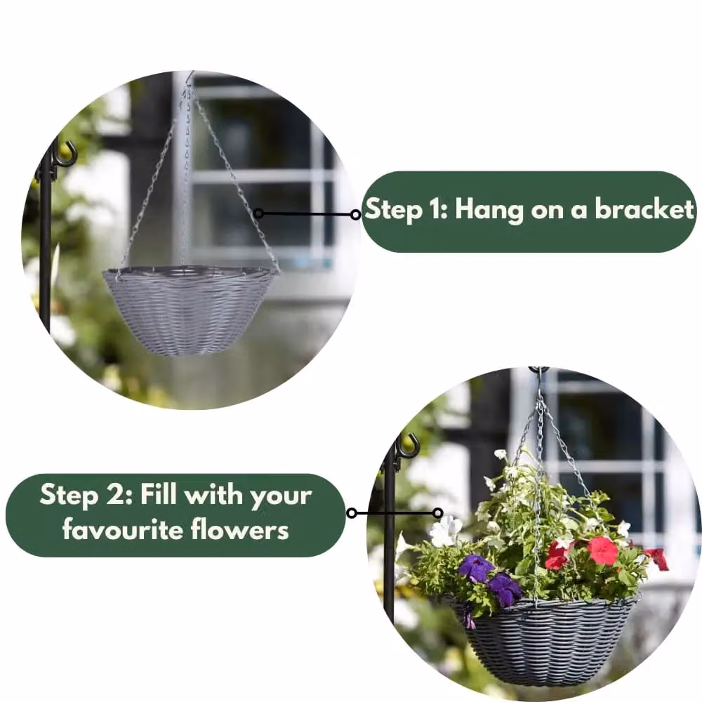 Marco Paul Grey Slate Rattan Hanging Basket Planter – 5