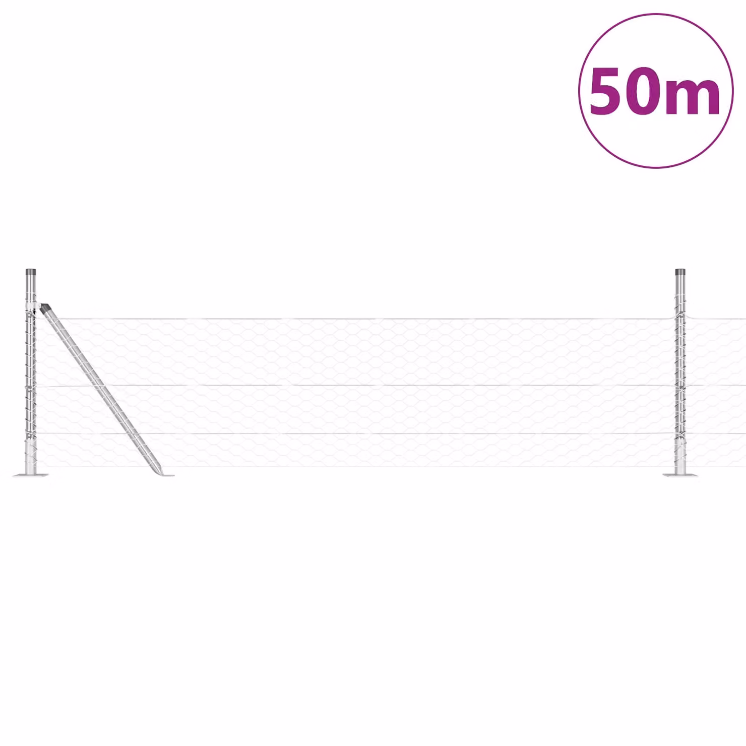 Berkfield Home Hexagon Fence in Silver Galvanised Steel, W: 0.4 m, L: 50 m – 2