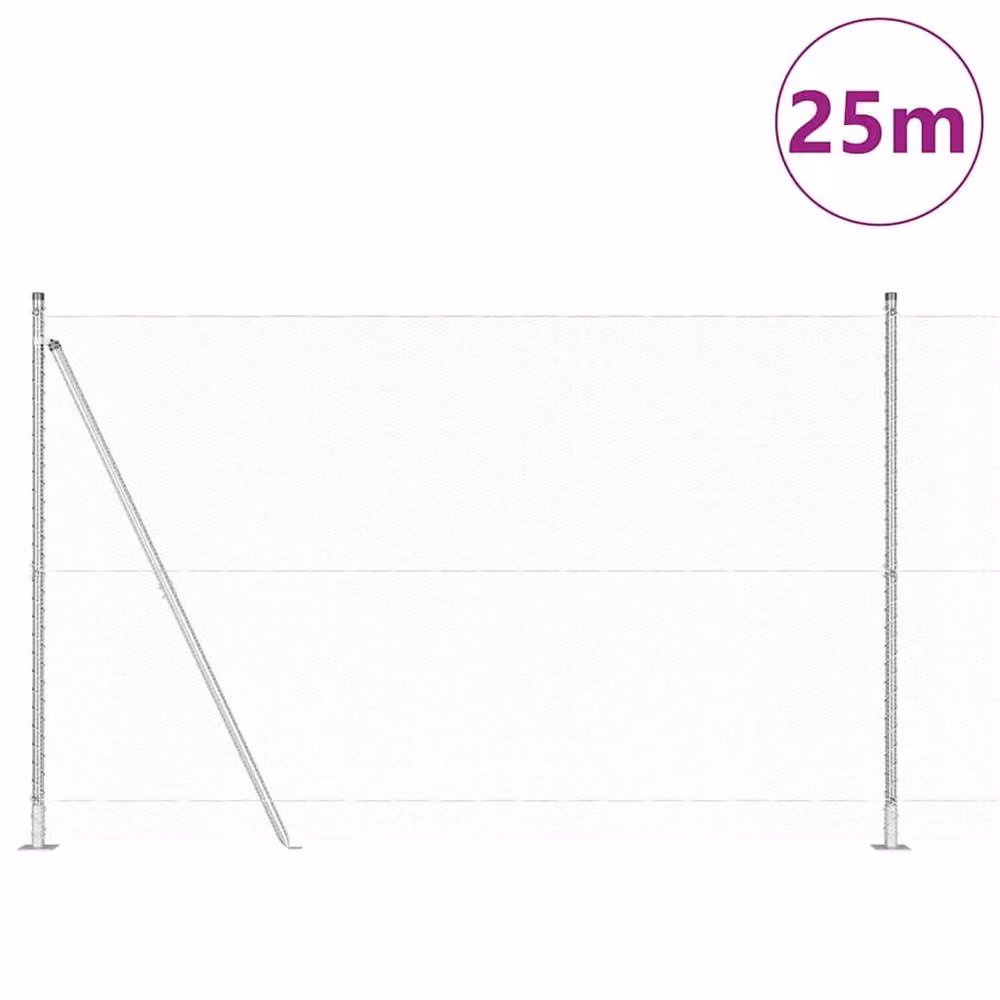 Berkfield Home Hexagon Fence in Silver Galvanised Steel, H: 160 cm x W: 25 m – 2