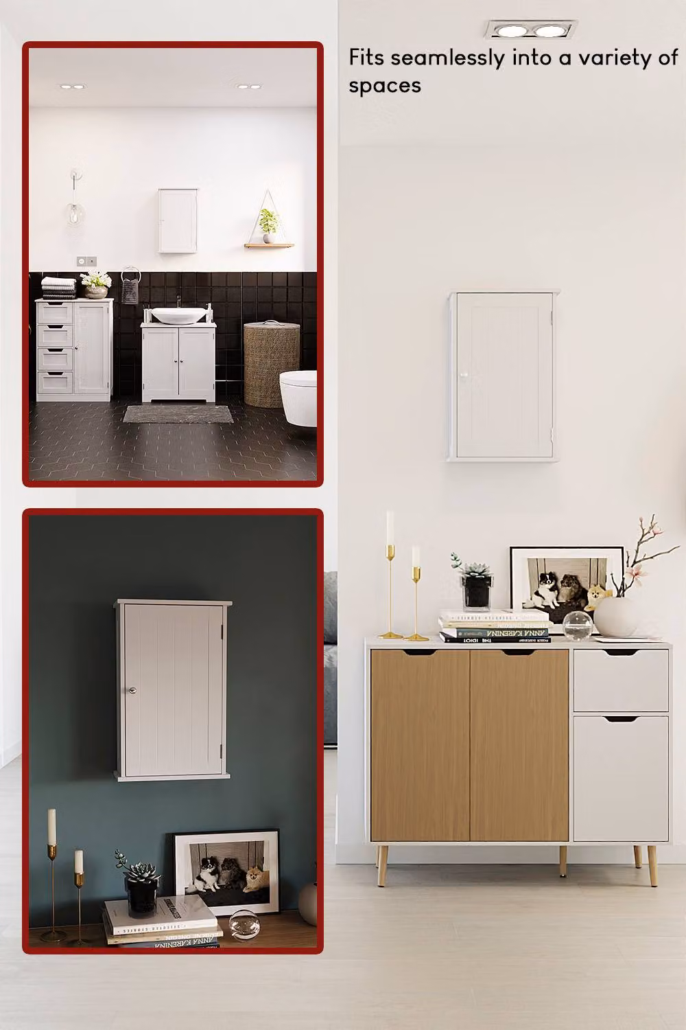 HD Designs Priano White 1 Door Wall Mounted Bathroom Storage Cabinet with Internal Shelves W/D/H: 50 x 30 x 14 cm – 4