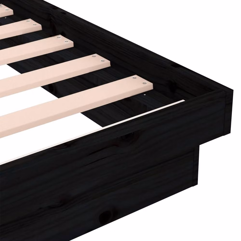 Berkfield Home Small Single Solid Wood Bed Frame in Black, W/D/H: 75 x 190 cm – 6
