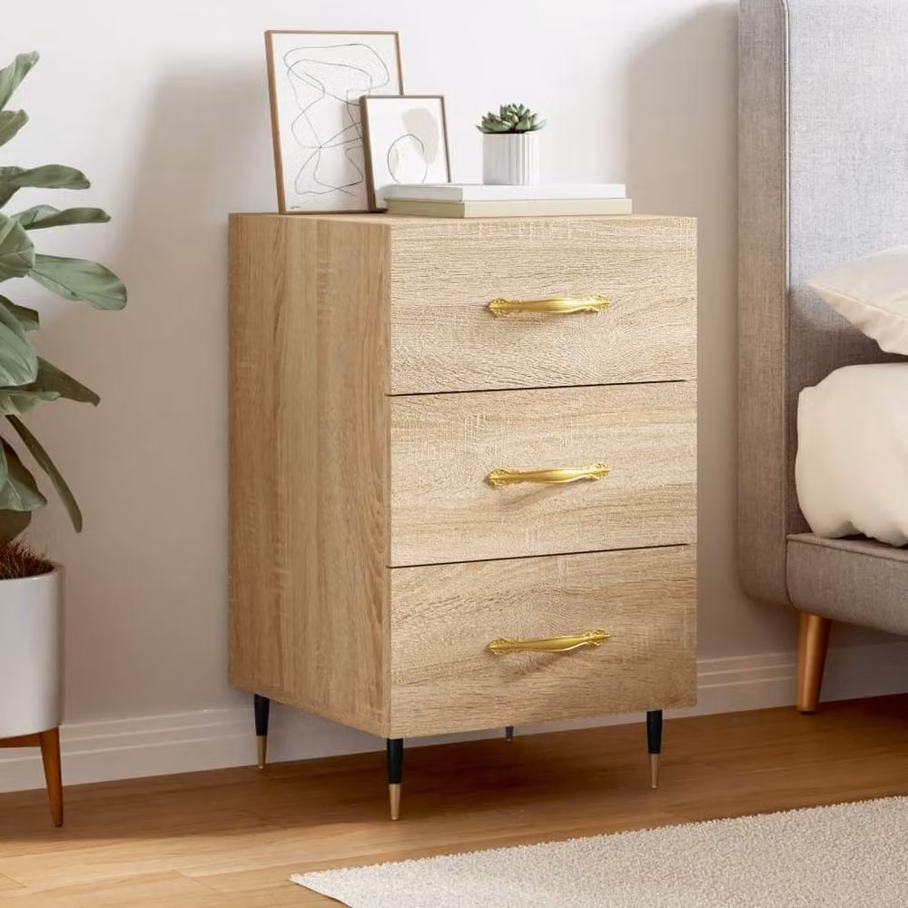 Berkfield Home Modern Bedside Cabinet in Sonoma Oak, Light Brown, W/D/H: 40 x 40 x 66 cm – 2