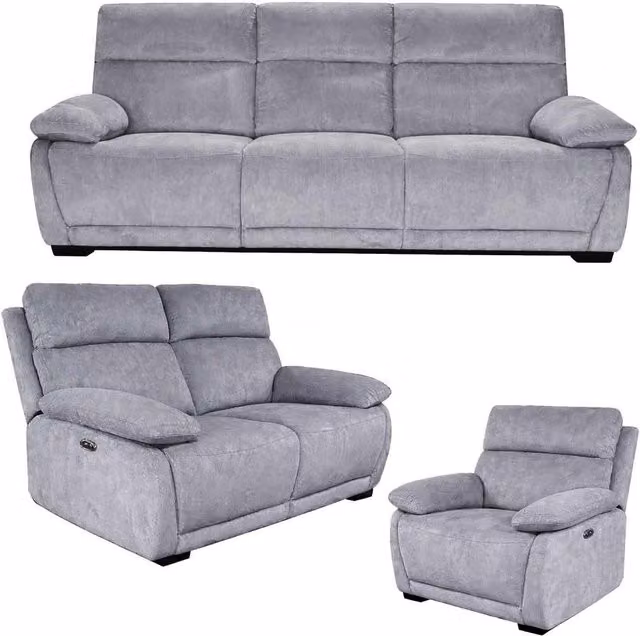 Furnishings For Less UK Piccadilly Electric Recliner Sofa in Grey Fabric with USB Charging – 1