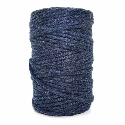 SolaDirect Navy Blue Natural Cotton Macrame Cord, 2 mm Thick, 50 m