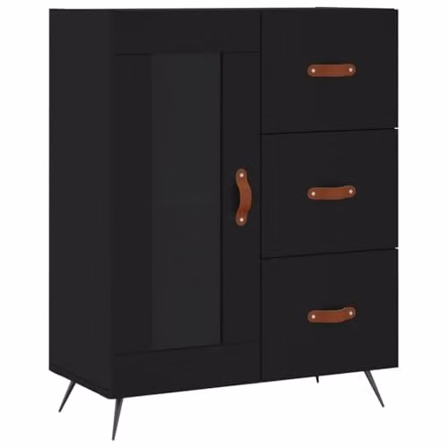 vidaXL Modern Black Sideboard in Engineered Wood, W/D/H: 69.5 x 34 x 90 cm