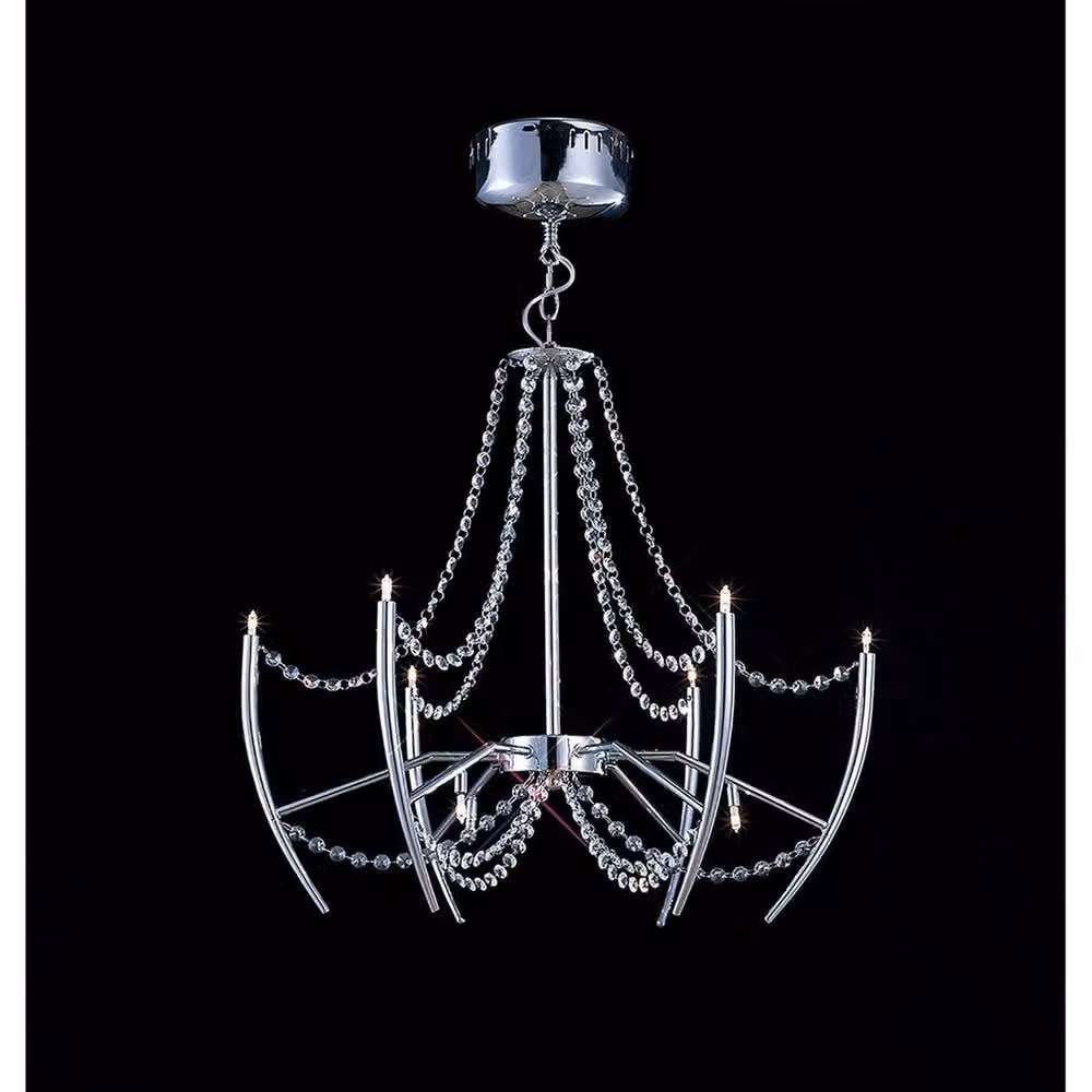 Netlighting Zest Round Pendant Light with 9 Crystal Details in Chrome and Grey – 2