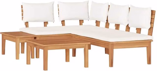 Berkfield Home 4 Piece Rustic Teak Wood Garden Bench Set in Brown – 1