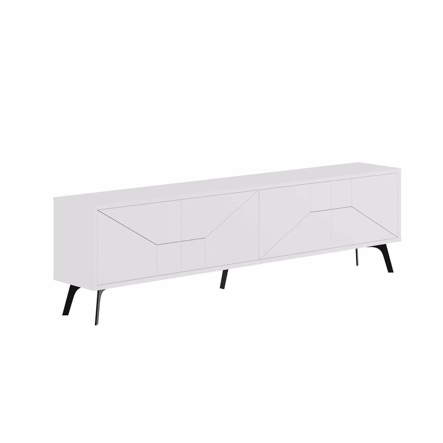 Decortie Dune Modern Geometric TV Unit Multimedia Centre in White, 2 Pack, 180cm – 2