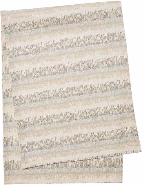 Murmur Moya Striped Cotton Table Runner in Anthracite, Beige and Grey