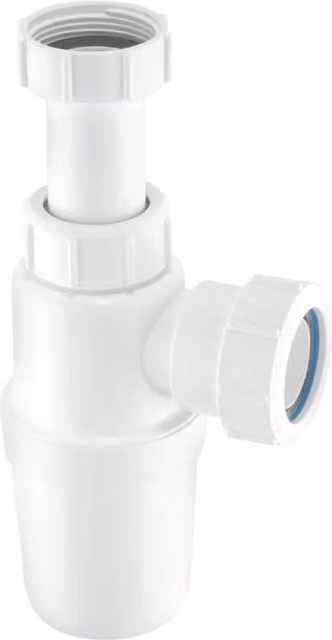 McAlpine AA10 Adjustable Plastic Inlet Bottle Trap with 1 1/4 inch Multifit Outlet, White