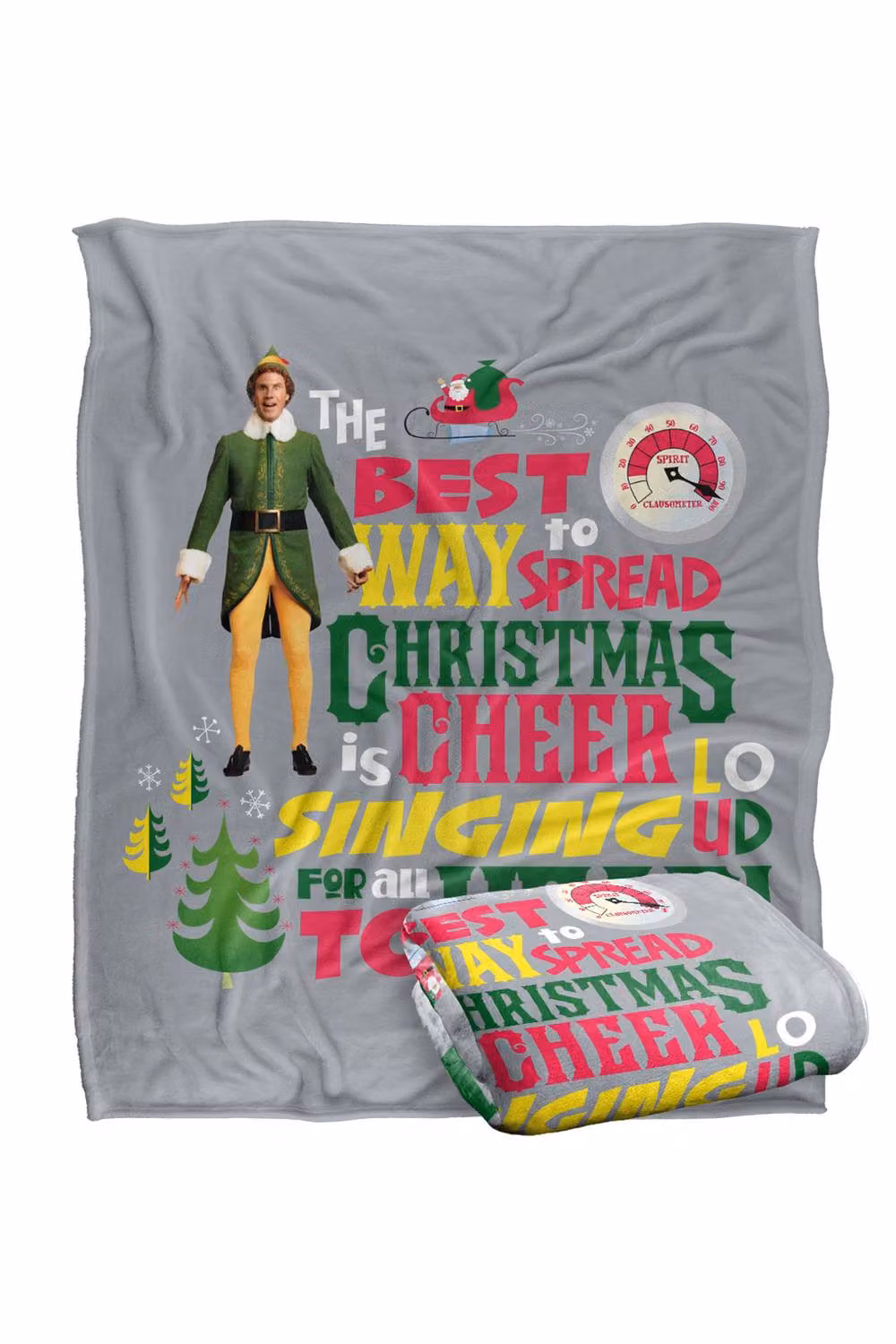 Warner Bros. Elf Spread Christmas Cheer Super Soft Fluffy Polyester Throw Blanket, Multicolour, Large – 2