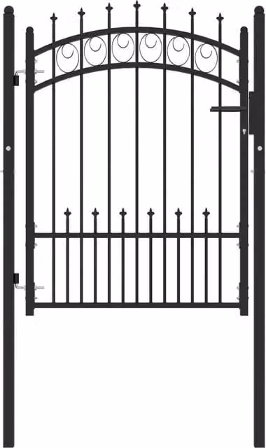 Berkfield Home Black Steel Spiked Swing Fence Gate, W: 100 cm, H: 125 cm – 1