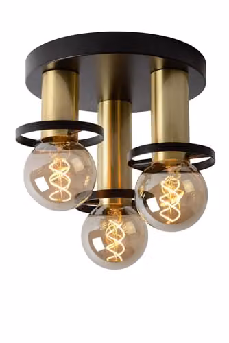 Lucide Anaka Modern Flush Ceiling Light, Black, Diameter: 30 cm