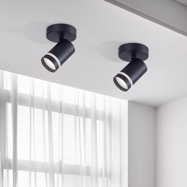 Harper Living Modern Black GU10 Single Ceiling Spotlight with Adjustable Ring Design – 1