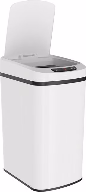 HOMCOM 12L Automatic Motion Sensor Kitchen Bin with Fingerprint Resistant Stainless Steel, White
