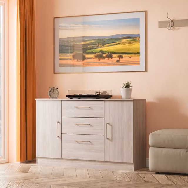 2 U Gloucester Ready Assembled 2 Door 3 Drawer Sideboard in Light Grey