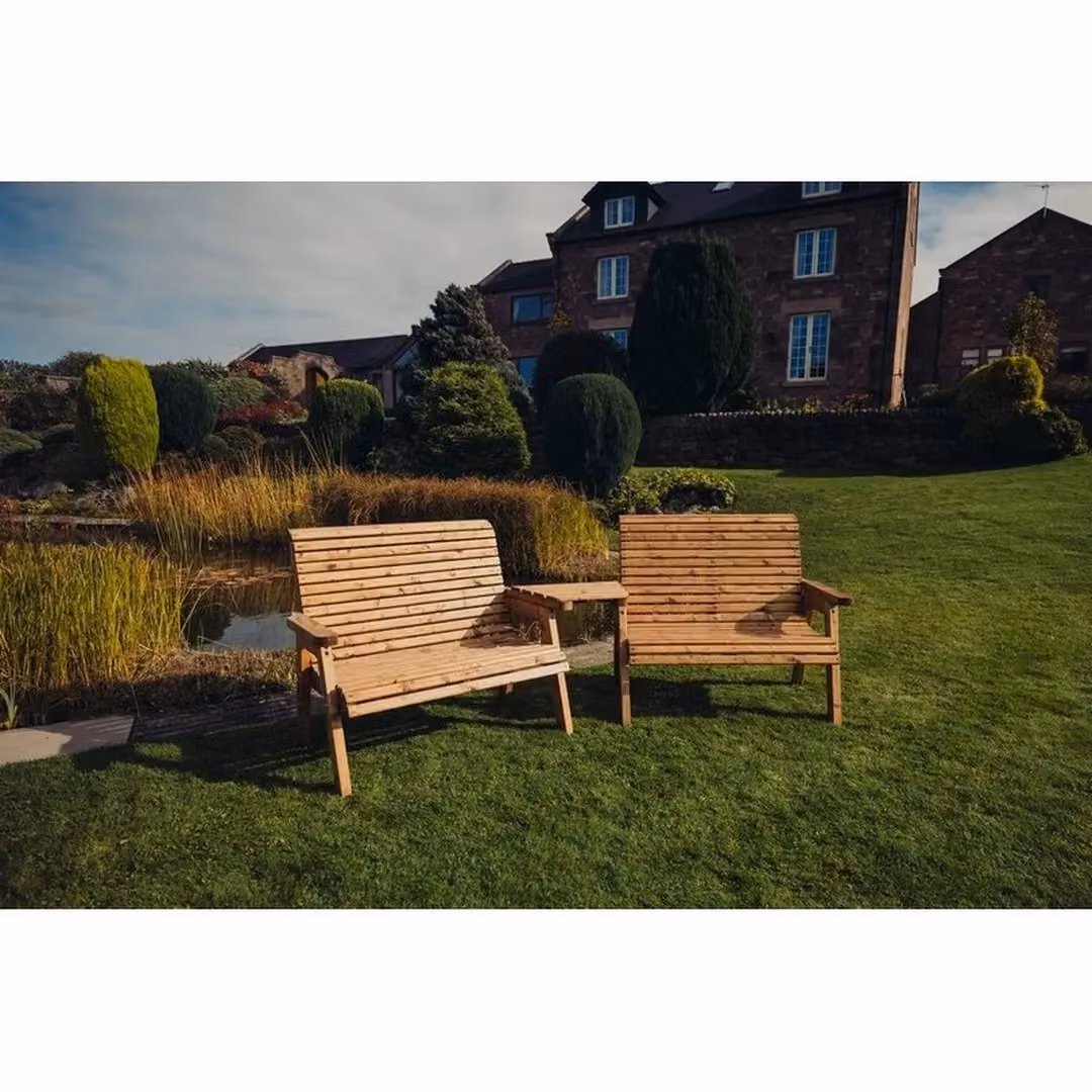 Churnet Valley Garden Furniture Ltd Valley 4 Seat Bistro Set with Angled Tray in Brown Wood – 3
