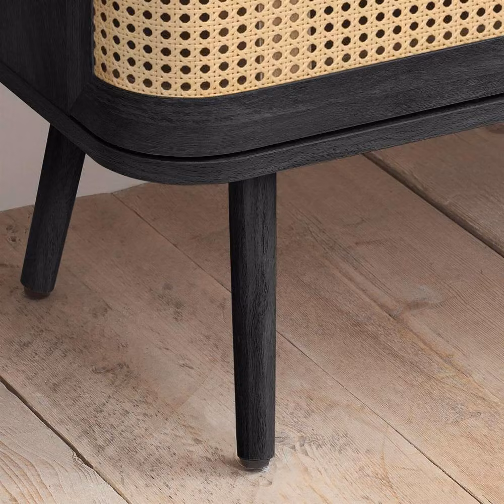 Birlea Noah Mid Century Modern Rattan and Wood 5 Drawer Chest of Drawers in Black – 5