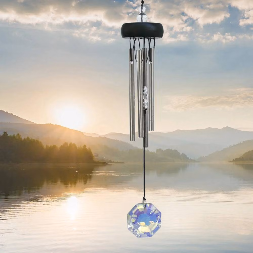 Woodstock Chimes Precious Stones Collection Windchime in Black and Silver – 3