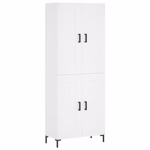 vidaXL Modern White Highboard Storage Cabinet with Hinged Doors and Internal Shelves, W/D/H: 180 x 69.5 x 44.5 cm
