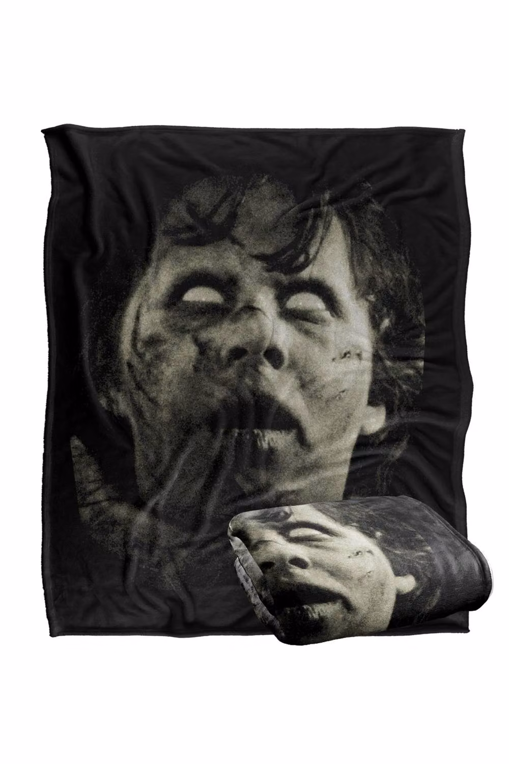 Warner Bros. The Exorcist Regan Large Face Super Soft Fluffy Throw Blanket, Extra Large, Black and Multicolour – 2