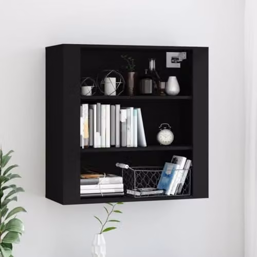 vidaXL Wall Cabinet in Black MDF, W/D/H: 80 x 33 x 80 cm – 2